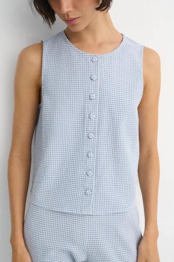Top Bardot cuadro vichy azul empolvado [3]