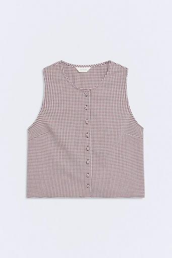 Top cuadro vichy marrón chocolate Bardot [0]