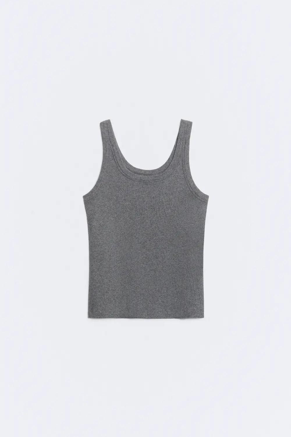 Top tirantes básico canalé algodón gris cola