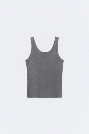 Top tirantes básico canalé algodón gris cola