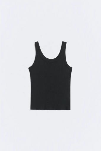Top tirantes básico canalé algodón negro cola