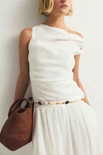 Top blanco drapeado Creta [3]