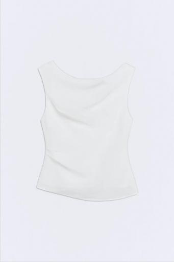 Top blanco drapeado Creta [0]