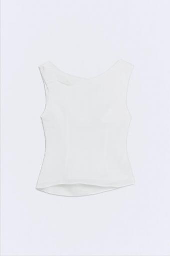 Top blanco drapeado Creta [2]
