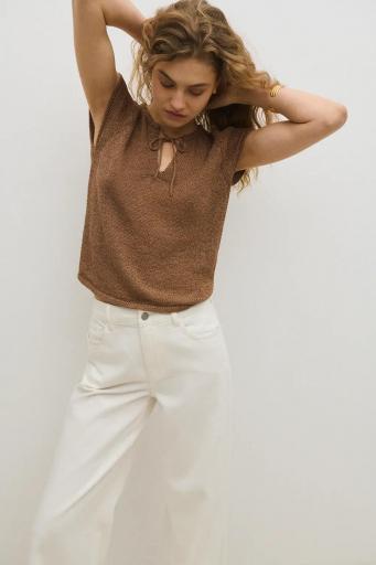 Top calado marrón tostado Emeu [1]