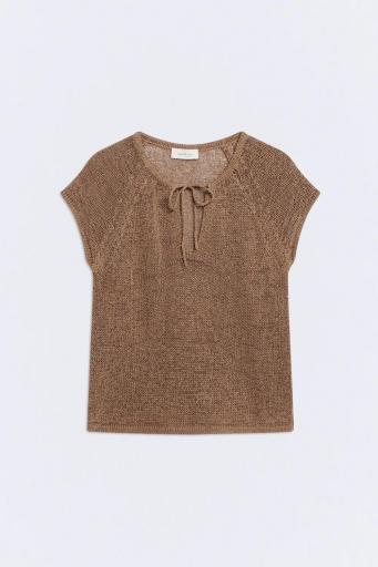 Top calado marrón tostado Emeu