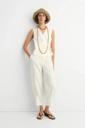 Top lino blanco lazo cintura Rumi off white [2]