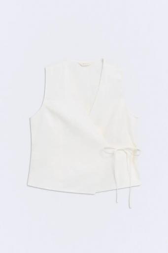 Top lino blanco lazo cintura Rumi off white [0]