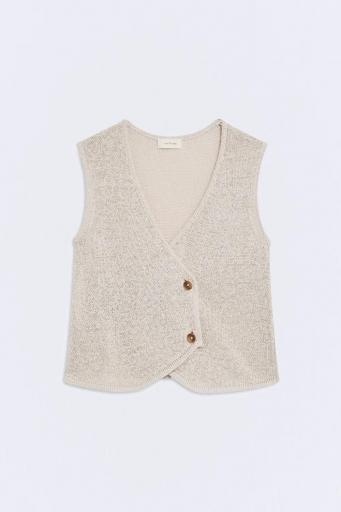 Top lino algodón beige cruzado Sabbia