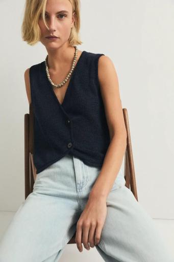 Top lino algodón azul cruzado Sabbia [2]