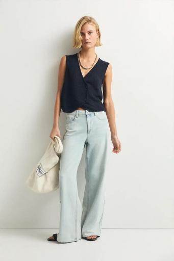 Top lino algodón azul cruzado Sabbia [1]