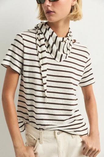 Toquilla algodón lino rayas chocolate Begur [1]