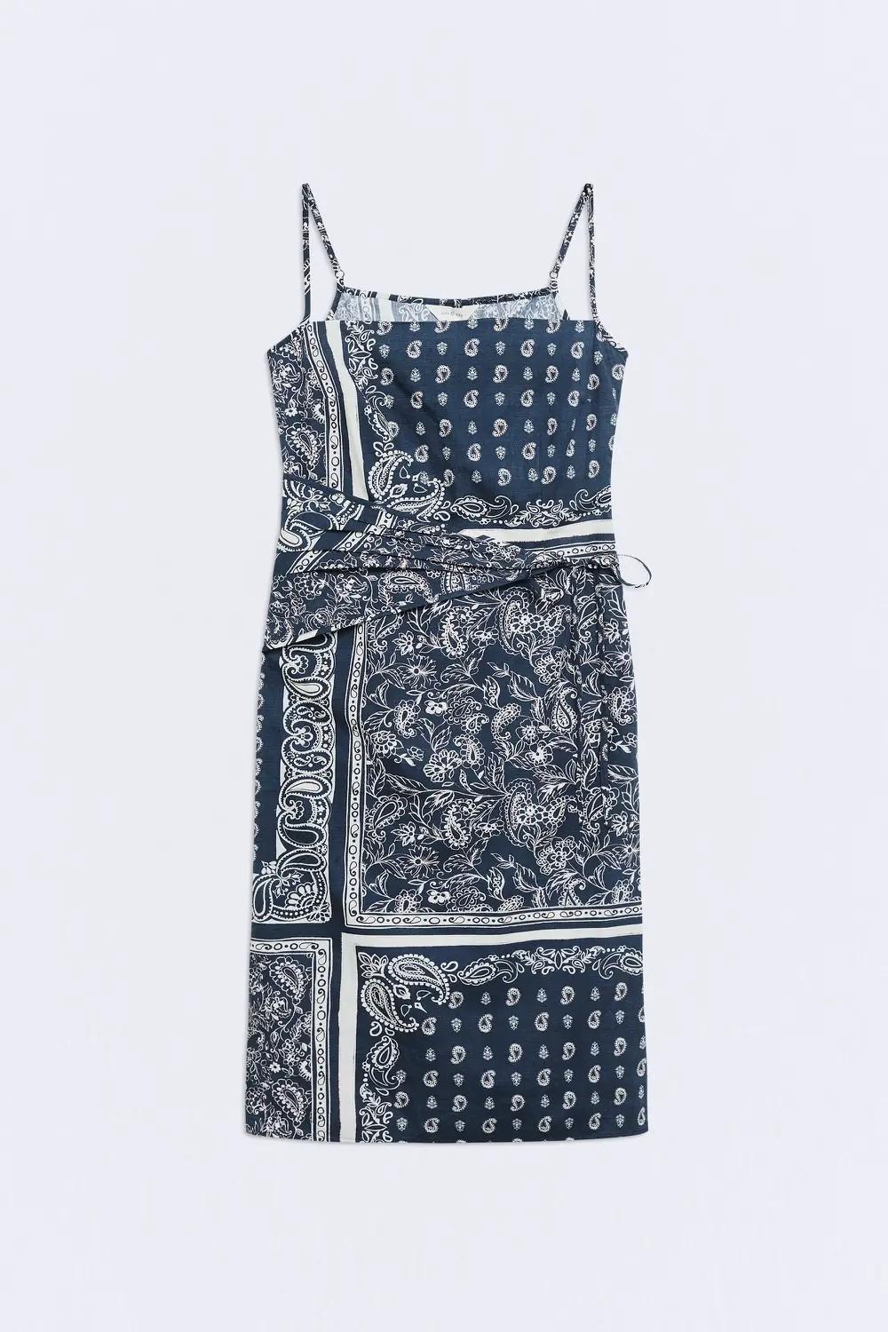 Vestido estampado paisle azul marino Cassis