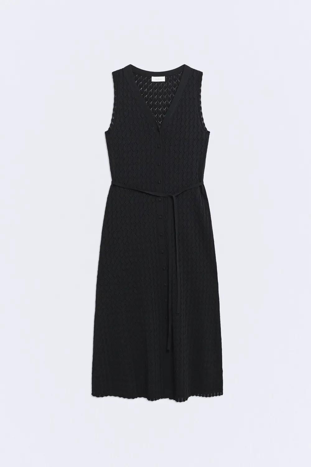 Vestido midi negro escote pico Janis
