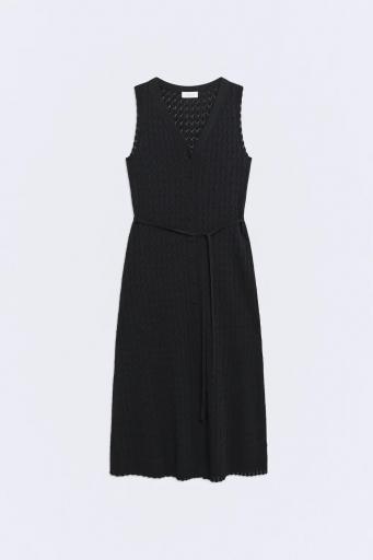 Vestido midi negro escote pico Janis