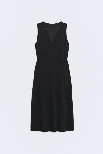Vestido midi negro escote pico Janis [1]