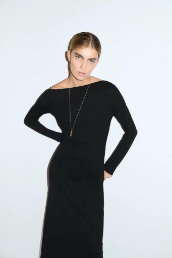 Vestido lana asimétrico Moore negro [2]