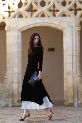 Vestido combi terciopelo marrón [3]