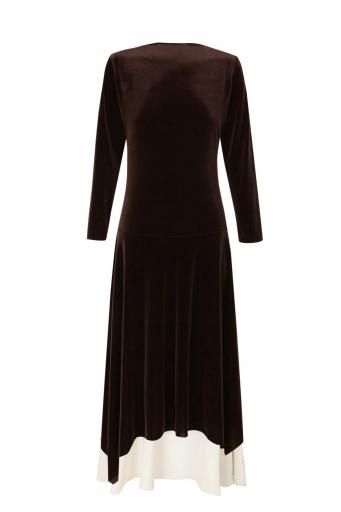 Vestido combi terciopelo marrón [0]