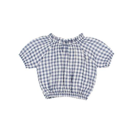 Top gingham cuadros vichy color blue stone
