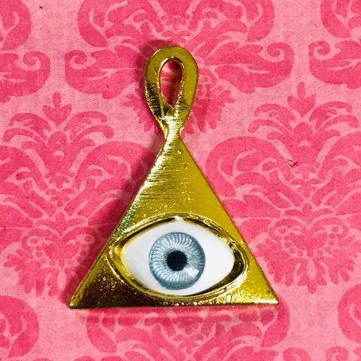 Pendant pyramid eye - masonic amulet - amuleto piramide ojo - Colgante metal 