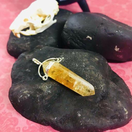 Colgante Mineral Citrino Biterminado - Citrine Bar Mineral Pendant