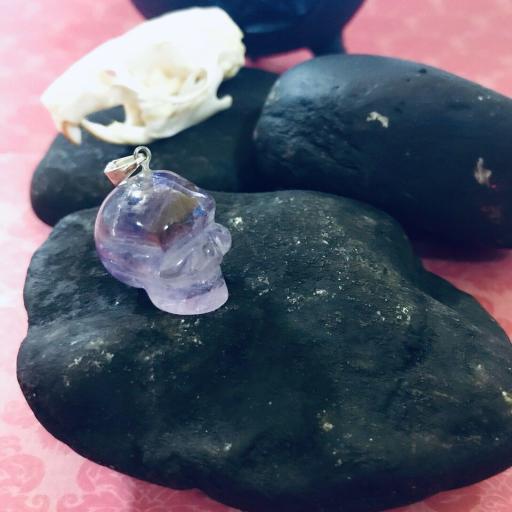 Colgante Mineral Calavera Amatista - Amethyst Skull Mineral Pendant