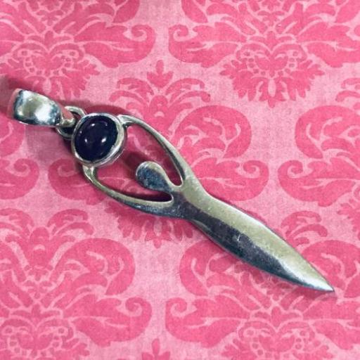 Goddess Wicca pendant - sterling silver and ruby ​​stone - witchcraft , ritual 