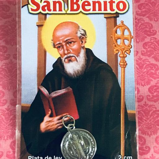 St. Benedict medal - sterling silver - Medalla San Benito 2 cm - plata de ley 