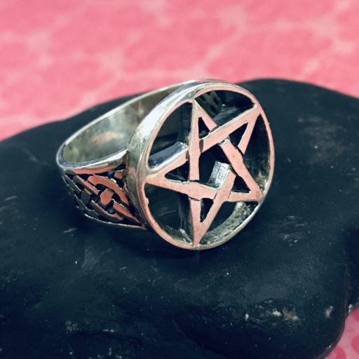 tree pentacle - sterling silver- T18 / anillo pentaculo talla 18 plata de ley
