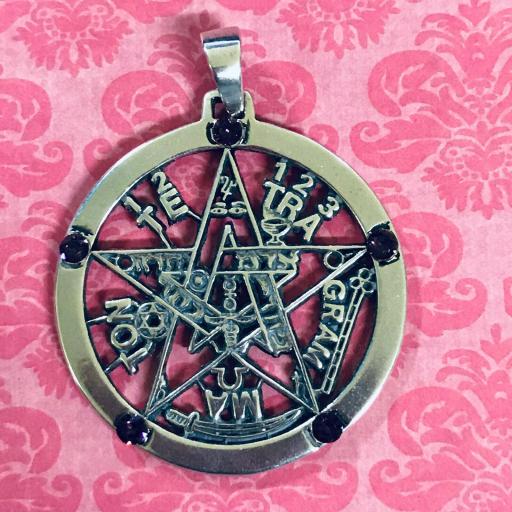 Tetragramton sterling silver and amethyst stones - witchcraft , ritual 