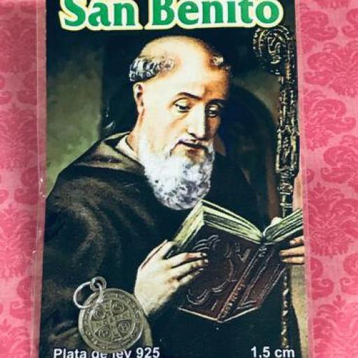 St. Benedict medal - sterling silver - Medalla San Benito 1,5 cm - plata de ley 