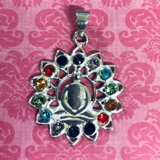 Mandala Chakras Sterling Silver Pendant 3.5 cm 
