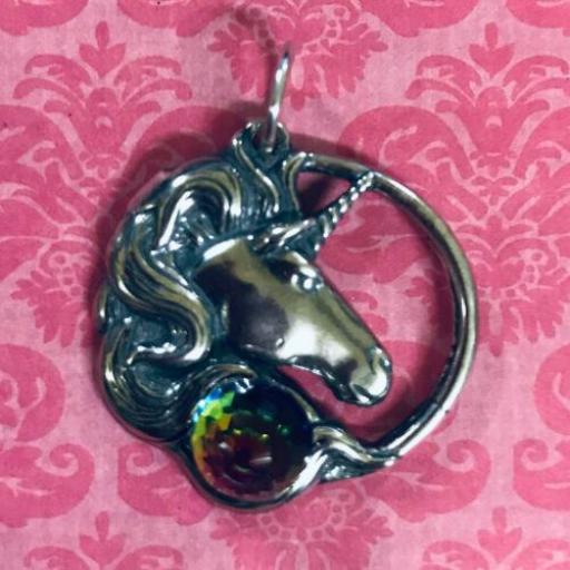 Unicorn pendant with crystal swarovski Sterling Silver Pendant 3 cm 