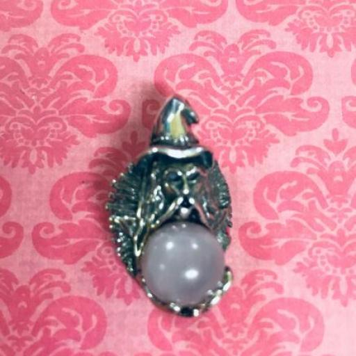 Magel Merlin pendant with pink opaline ball - sterling siver - 3 cm - 