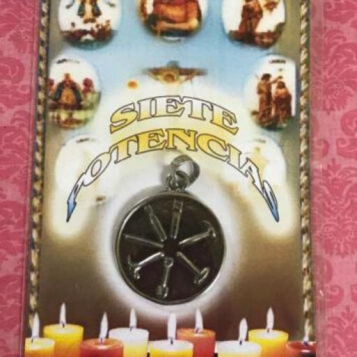 Amulet Seven Powers Sterling Silver Pendant 3 cm Amuleto 7 potencias Santeria