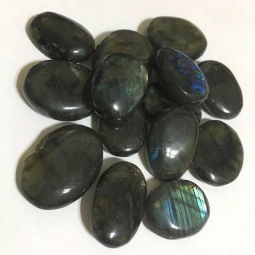 X 4 Mineral Rodado Plano Labradorita . 25mm Labradorite X 4 Units.