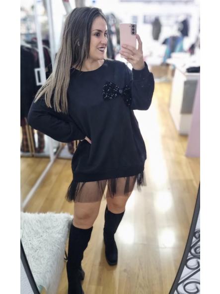 Vestido sudadera negro tul