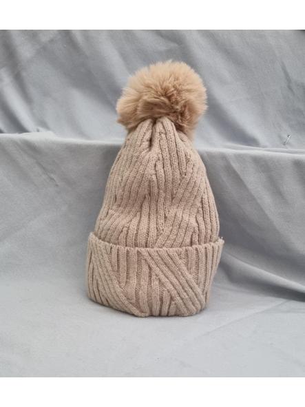 Gorro zig zag pompon marrón