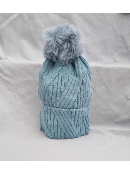 Gorro zig zag pompón azul clarito