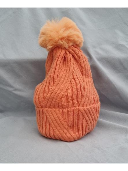 Gorro zig zag pompón naranja