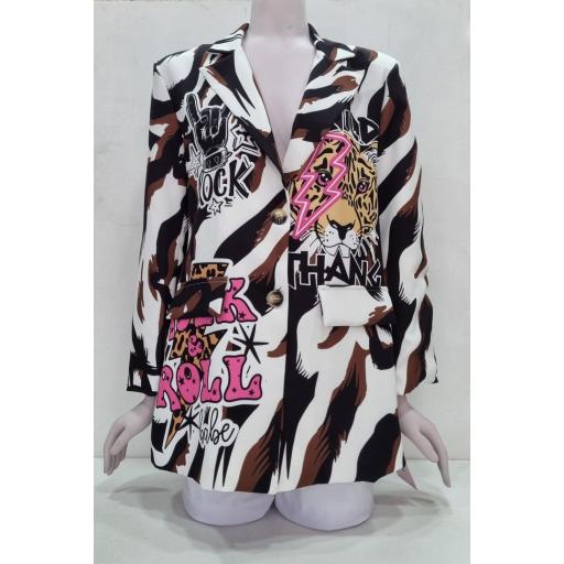 Blazer estampado animal cebra 