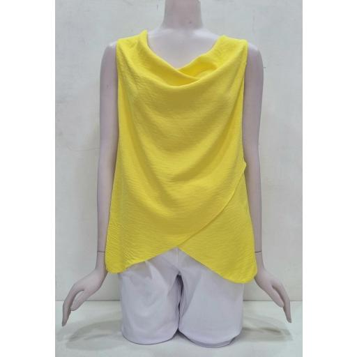 Blusa escote cascada amarillo