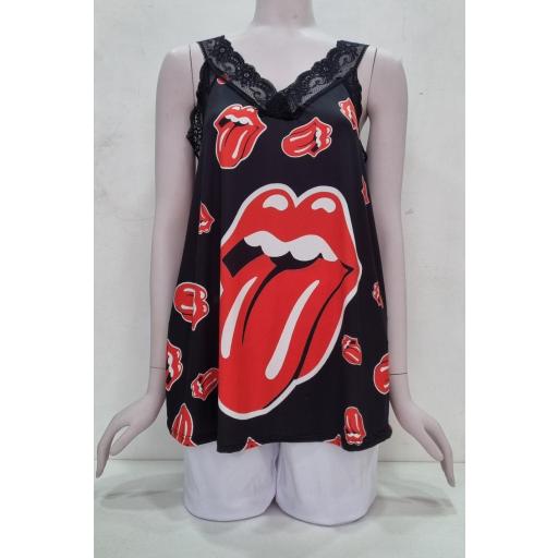 Camiseta lencera lengua rolling