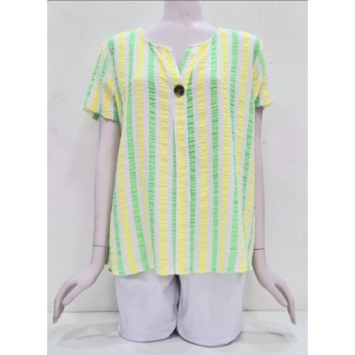 Camisa lino fluor rayas verde-amarillo [1]