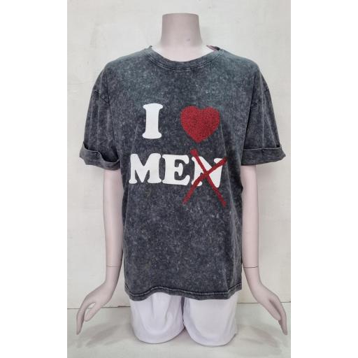 Camiseta gris efecto lavado I LOVE ME