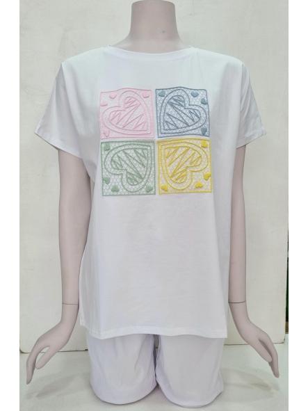 Camiseta corazones colores bordados 