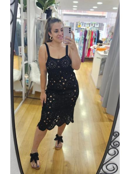 Vestido crochet midi negro [1]