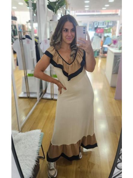 Vestido largo beige