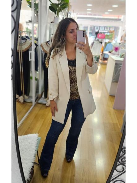 Blazer beige botón manga [1]